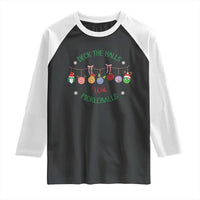 Funny Christmas Pickleball Raglan Shirt Deck The Halls With Pickleballs Santa Hat - Wonder Print Shop
