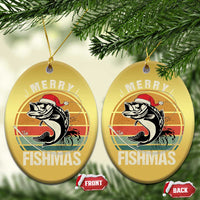 Funny Xmas Fishing Christmas Ornament Merry Fishmas Vintage Sunset Retro - Wonder Print Shop