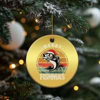 Funny Xmas Fishing Christmas Ornament Merry Fishmas Vintage Sunset Retro - Wonder Print Shop