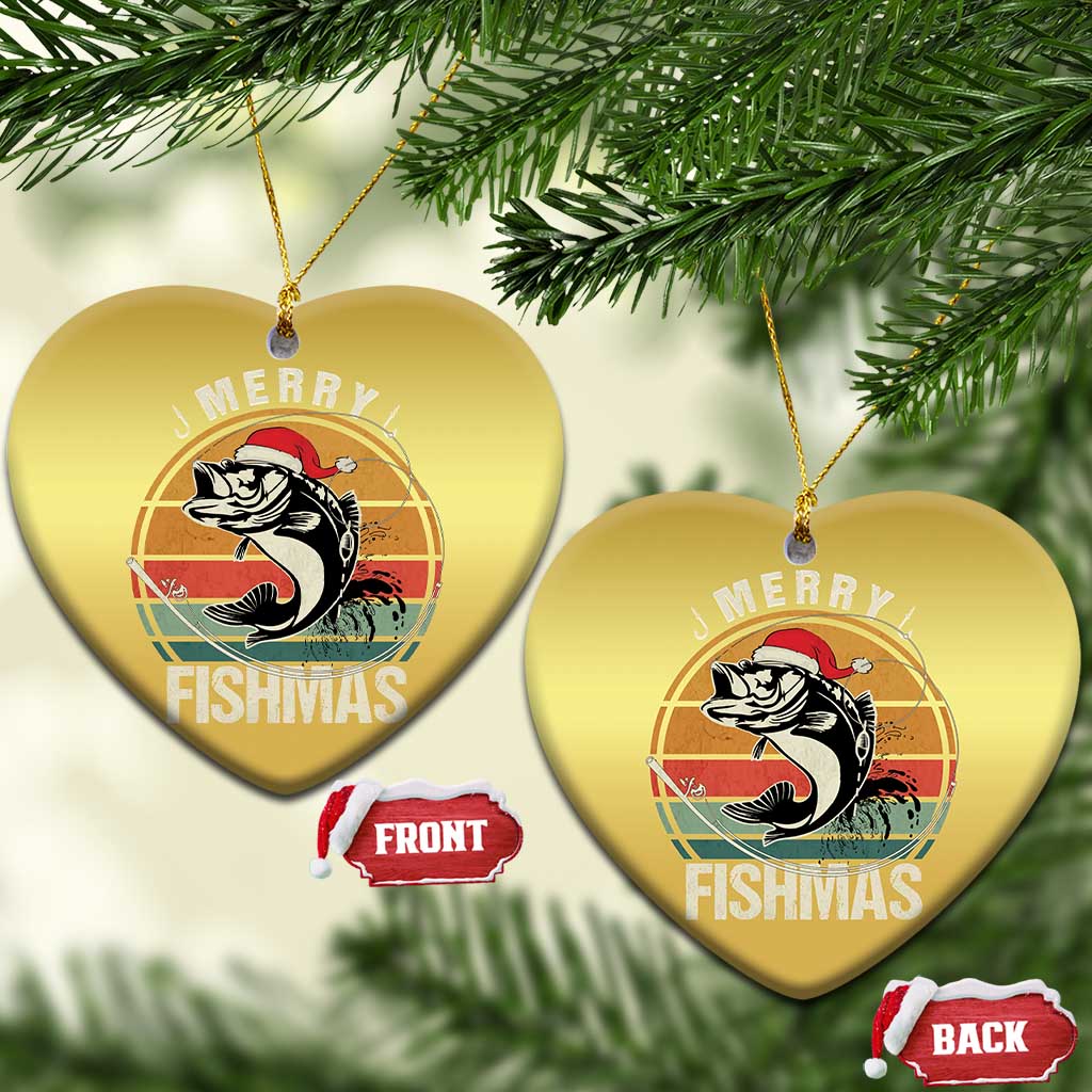Funny Xmas Fishing Christmas Ornament Merry Fishmas Vintage Sunset Retro - Wonder Print Shop