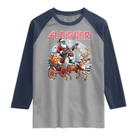 Funny Black Santa Heavy Metal Christmas Raglan Shirt Sleigher Xmas Rock & Roll - Wonder Print Shop