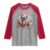 Funny Black Santa Heavy Metal Christmas Raglan Shirt Sleigher Xmas Rock & Roll - Wonder Print Shop