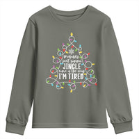 Probably Just Gonna Jingle Some Of The Way I'm Tired Christmas Youth Sweatshirt Xmas Light - Wonder Print Shop