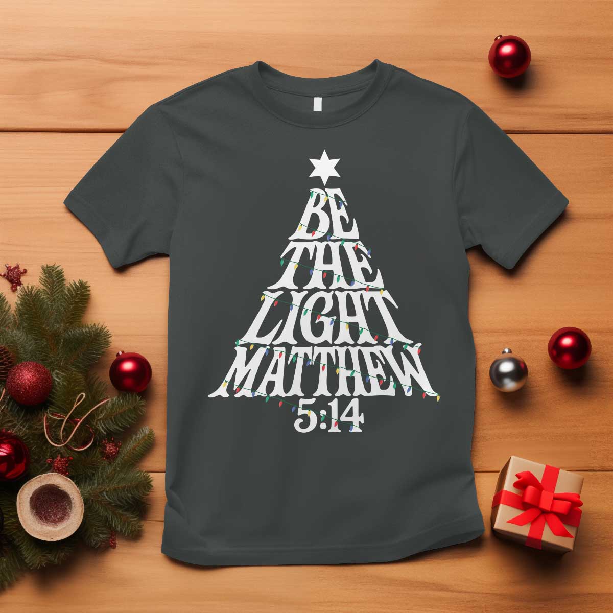 Christmas Be The Light T Shirt Christian Xmas Bible Verse - Wonder Print Shop