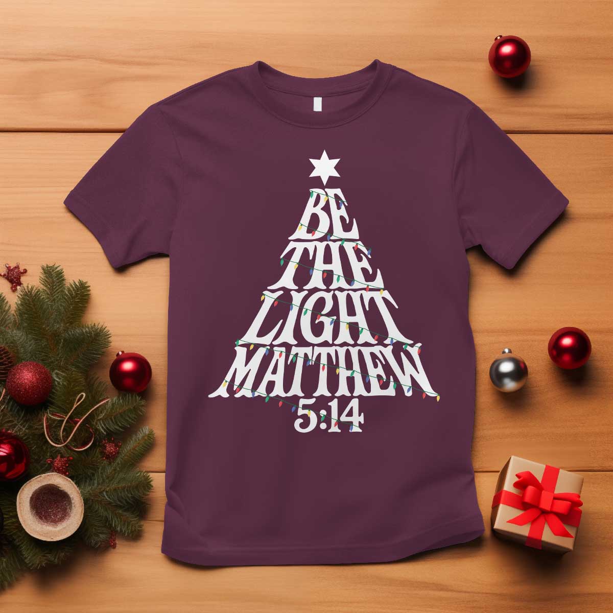 Christmas Be The Light T Shirt Christian Xmas Bible Verse - Wonder Print Shop
