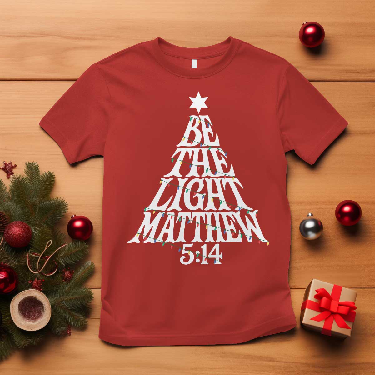 Christmas Be The Light T Shirt Christian Xmas Bible Verse - Wonder Print Shop