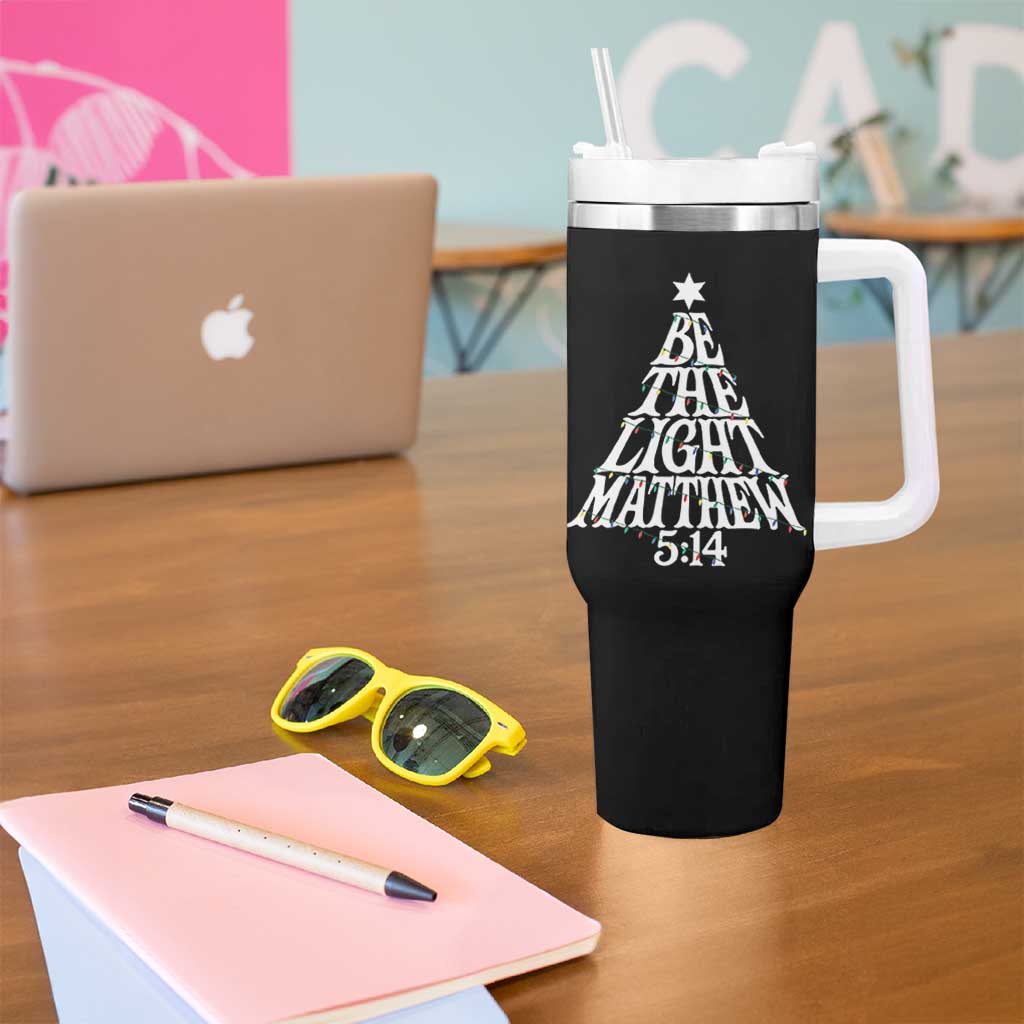 Christmas Be The Light Tumbler With Handle Christian Xmas Bible Verse - Wonder Print Shop