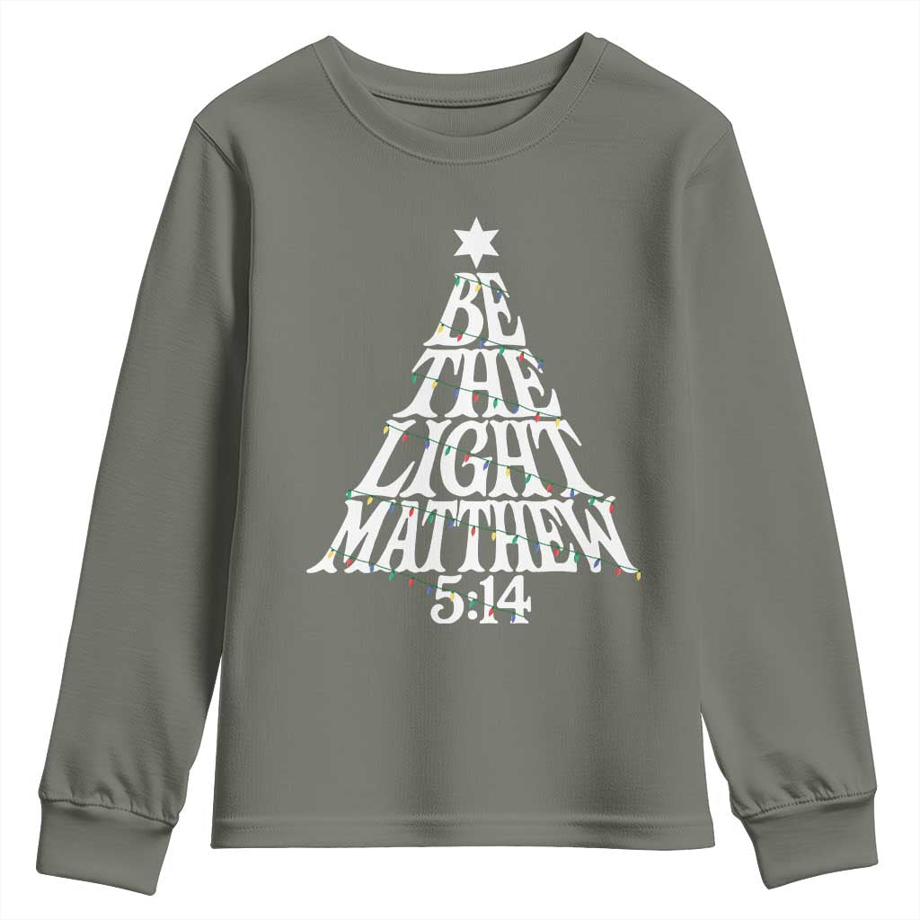 Christmas Be The Light Youth Sweatshirt Christian Xmas Bible Verse - Wonder Print Shop