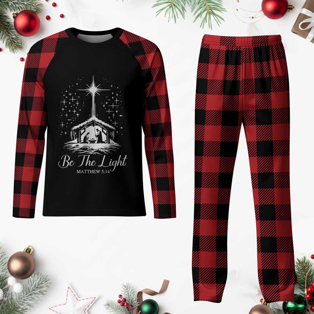 Be The Light Christian Christmas Plaid Pajama Set Nativity Scene Bible Verse - Wonder Print Shop
