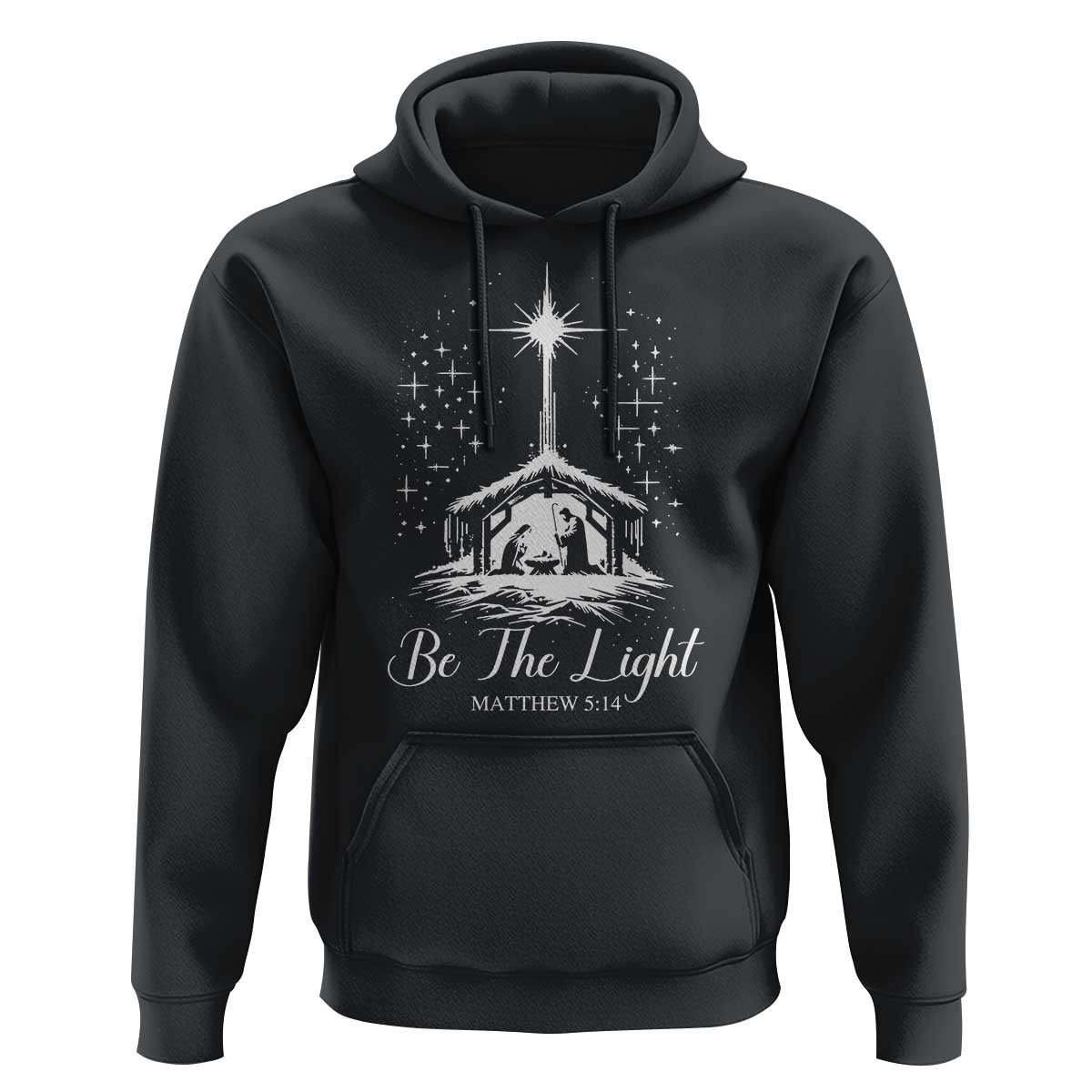 Be The Light Christian Christmas Hoodie Nativity Scene Bible Verse - Wonder Print Shop