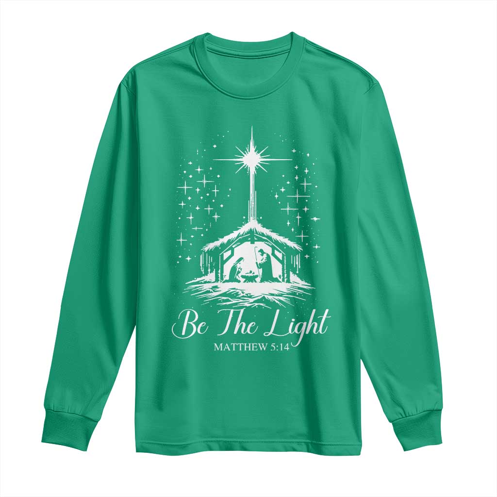Be The Light Christian Christmas Long Sleeve Shirt Nativity Scene Bible Verse - Wonder Print Shop