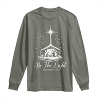 Be The Light Christian Christmas Long Sleeve Shirt Nativity Scene Bible Verse - Wonder Print Shop