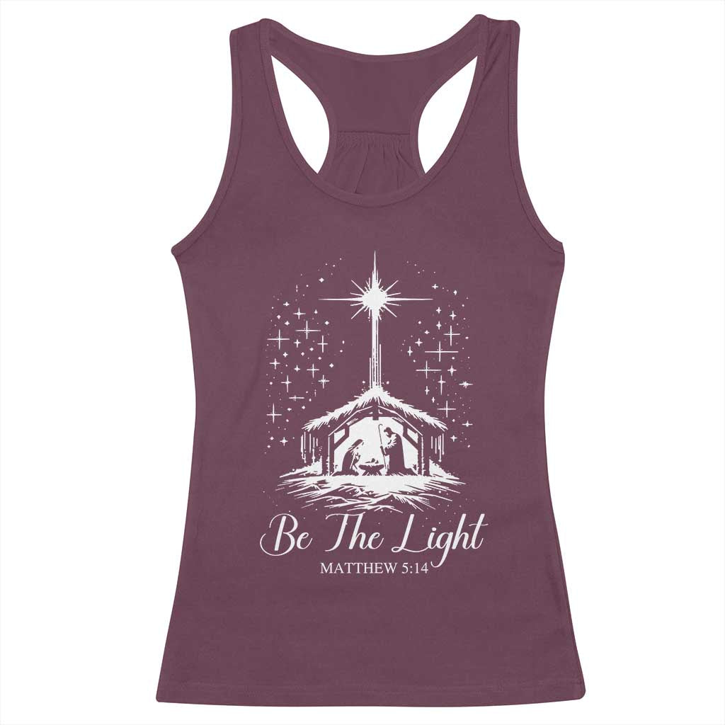 Be The Light Christian Christmas Racerback Tank Top Nativity Scene Bible Verse - Wonder Print Shop