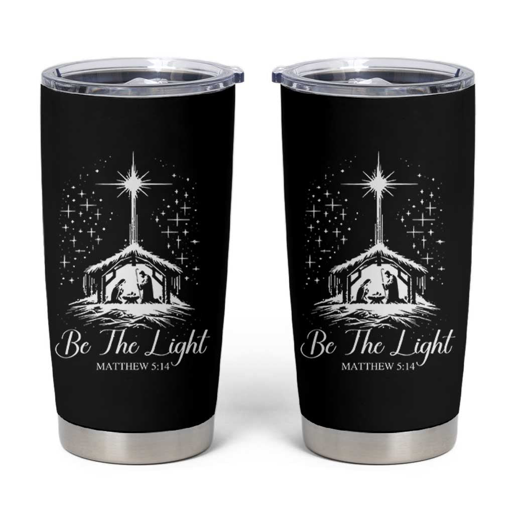 Be The Light Christian Christmas Tumbler Cup Nativity Scene Bible Verse - Wonder Print Shop