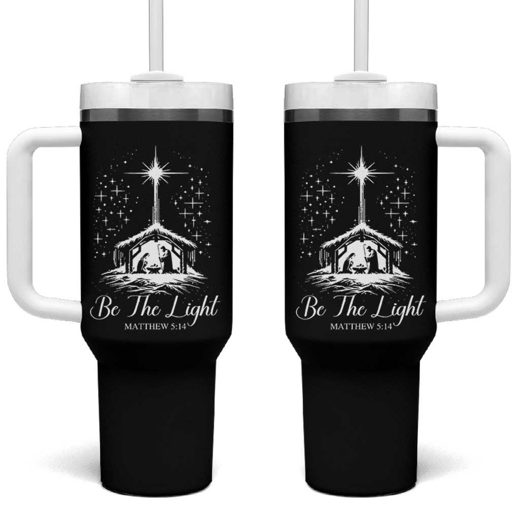 Be The Light Christian Christmas Tumbler With Handle Nativity Scene Bible Verse - Wonder Print Shop