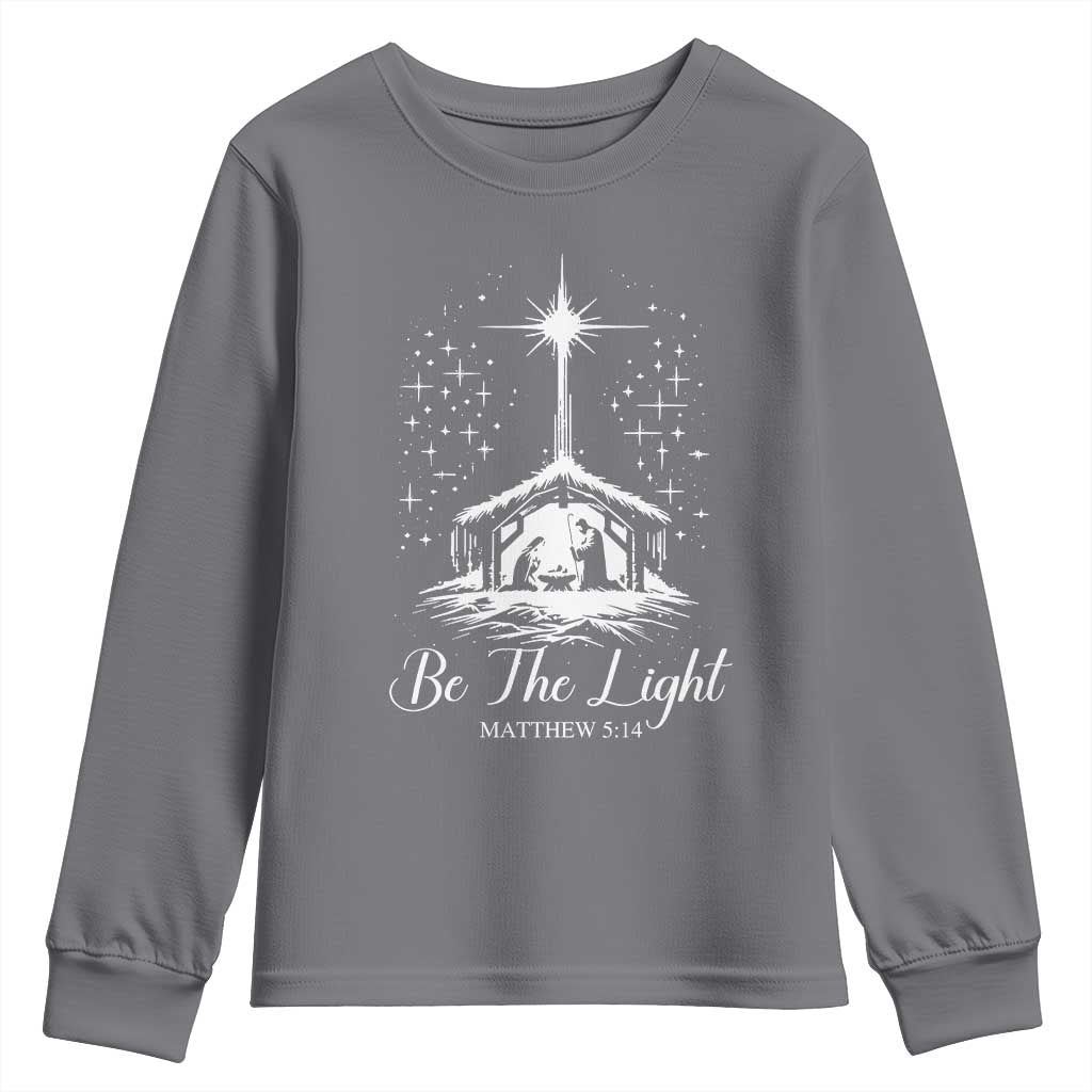 Be The Light Christian Christmas Youth Sweatshirt Nativity Scene Bible Verse - Wonder Print Shop