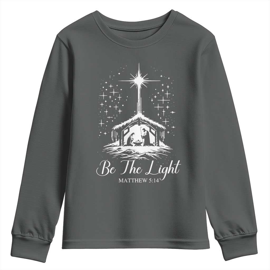 Be The Light Christian Christmas Youth Sweatshirt Nativity Scene Bible Verse - Wonder Print Shop
