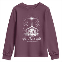 Be The Light Christian Christmas Youth Sweatshirt Nativity Scene Bible Verse - Wonder Print Shop