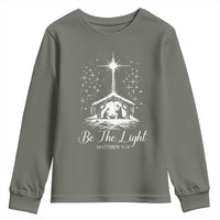 Be The Light Christian Christmas Youth Sweatshirt Nativity Scene Bible Verse - Wonder Print Shop