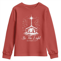 Be The Light Christian Christmas Youth Sweatshirt Nativity Scene Bible Verse - Wonder Print Shop