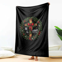 Christmas Be The Light Throw Blanket Christian Xmas Holiday Wreath Cross - Wonder Print Shop