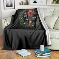 Christmas Be The Light Throw Blanket Christian Xmas Holiday Wreath Cross - Wonder Print Shop