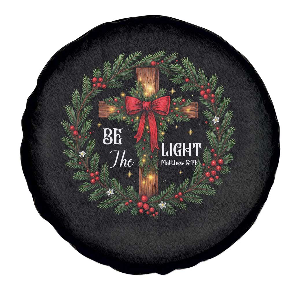 Christmas Be The Light Spare Tire Cover Christian Xmas Holiday Wreath Cross - Wonder Print Shop