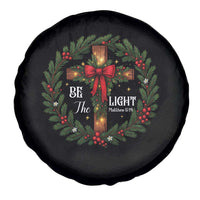 Christmas Be The Light Spare Tire Cover Christian Xmas Holiday Wreath Cross - Wonder Print Shop