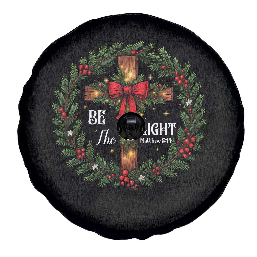 Christmas Be The Light Spare Tire Cover Christian Xmas Holiday Wreath Cross - Wonder Print Shop