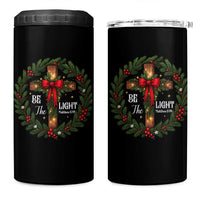 Christmas Be The Light 4 in 1 Can Cooler Tumbler Christian Xmas Holiday Wreath Cross - Wonder Print Shop
