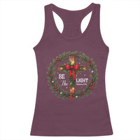 Christmas Be The Light Racerback Tank Top Christian Xmas Holiday Wreath Cross - Wonder Print Shop