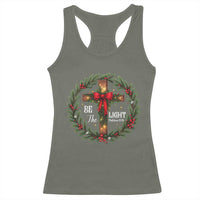 Christmas Be The Light Racerback Tank Top Christian Xmas Holiday Wreath Cross - Wonder Print Shop