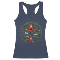 Christmas Be The Light Racerback Tank Top Christian Xmas Holiday Wreath Cross - Wonder Print Shop