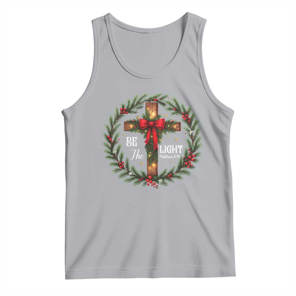 Christmas Be The Light Tank Top Christian Xmas Holiday Wreath Cross - Wonder Print Shop