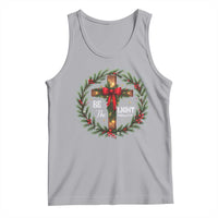 Christmas Be The Light Tank Top Christian Xmas Holiday Wreath Cross - Wonder Print Shop