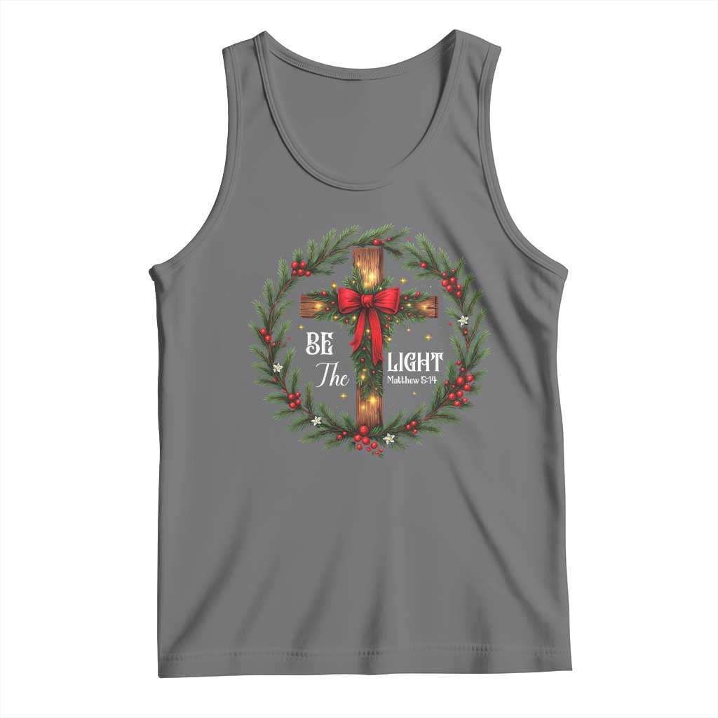 Christmas Be The Light Tank Top Christian Xmas Holiday Wreath Cross - Wonder Print Shop