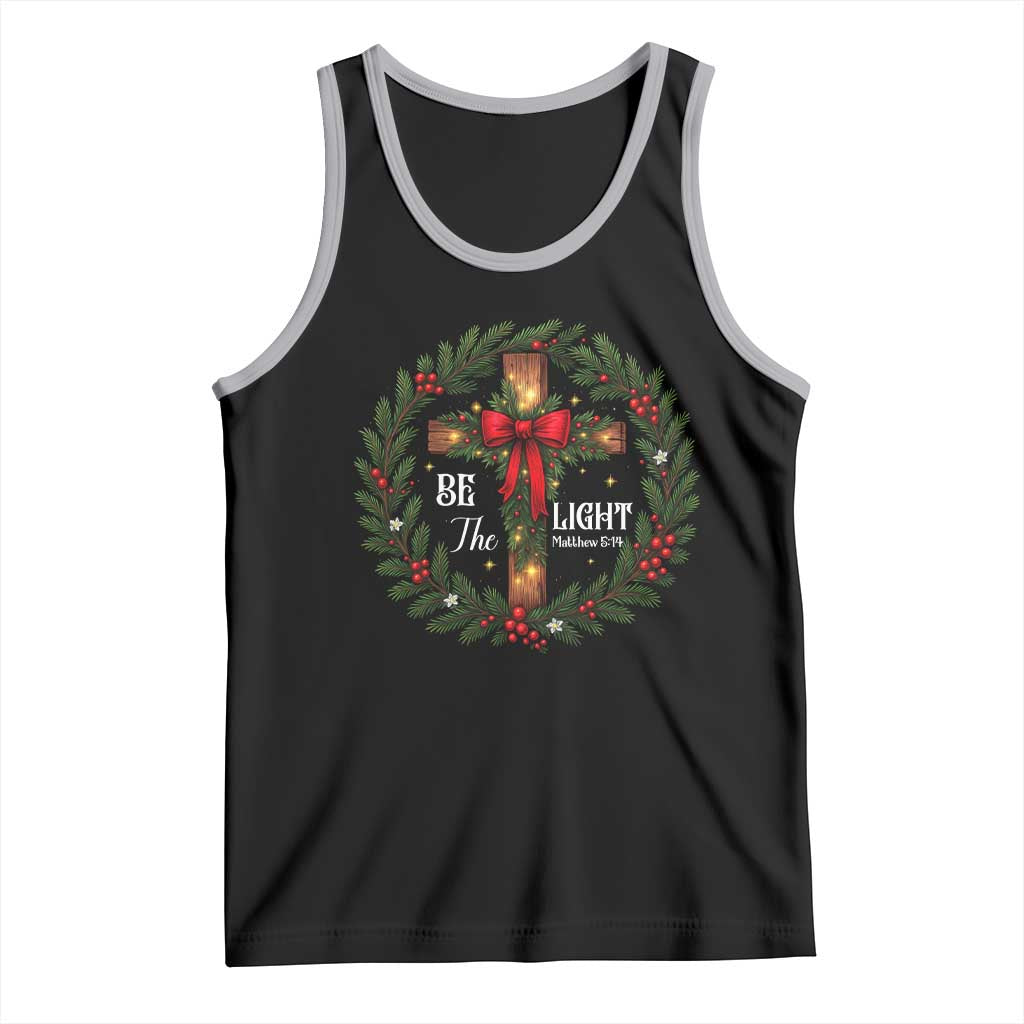 Christmas Be The Light Tank Top Christian Xmas Holiday Wreath Cross - Wonder Print Shop