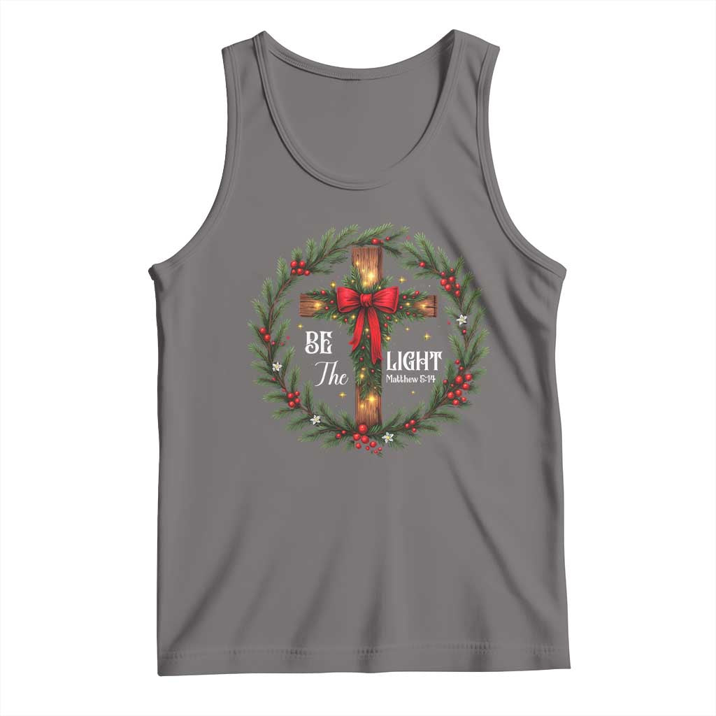 Christmas Be The Light Tank Top Christian Xmas Holiday Wreath Cross - Wonder Print Shop