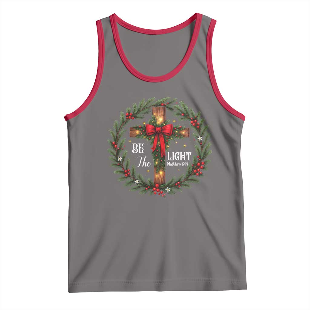 Christmas Be The Light Tank Top Christian Xmas Holiday Wreath Cross - Wonder Print Shop