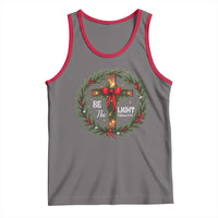 Christmas Be The Light Tank Top Christian Xmas Holiday Wreath Cross - Wonder Print Shop