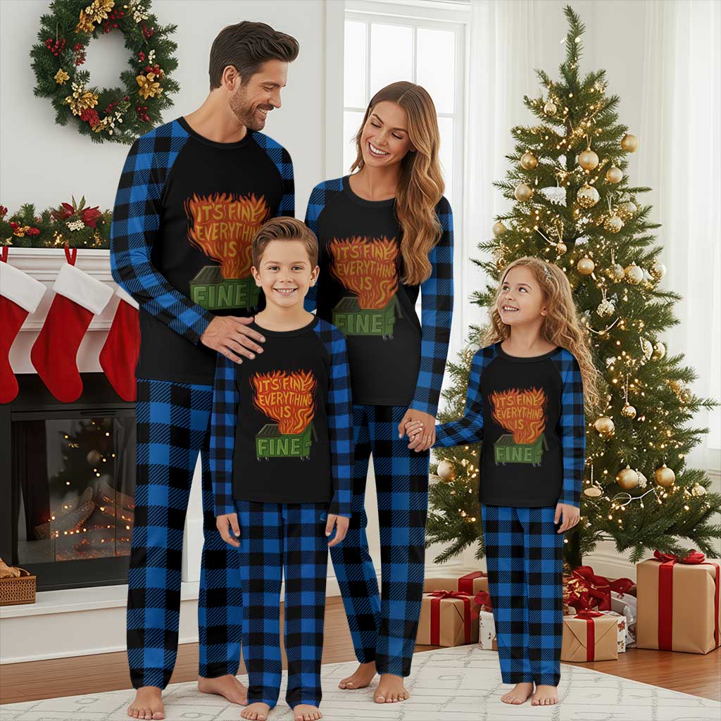 Funny Dumpster Fire Plaid Pajama Set Its Fine Everything Is Fine Chaos - Wonder Print Shop