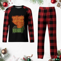 Funny Dumpster Fire Plaid Pajama Set Its Fine Everything Is Fine Chaos - Wonder Print Shop