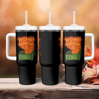 Funny Dumpster Fire Tumbler With Handle Its Fine Everything Is Fine Chaos - Wonder Print Shop