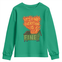 Funny Dumpster Fire Youth Sweatshirt Its Fine Everything Is Fine Chaos - Wonder Print Shop