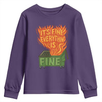 Funny Dumpster Fire Youth Sweatshirt Its Fine Everything Is Fine Chaos - Wonder Print Shop