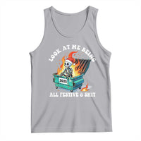 Funny Christmas Dumpster Fire Skeleton 2025 Tank Top Look At Me Being All Festive And Shit - Wonder Print Shop