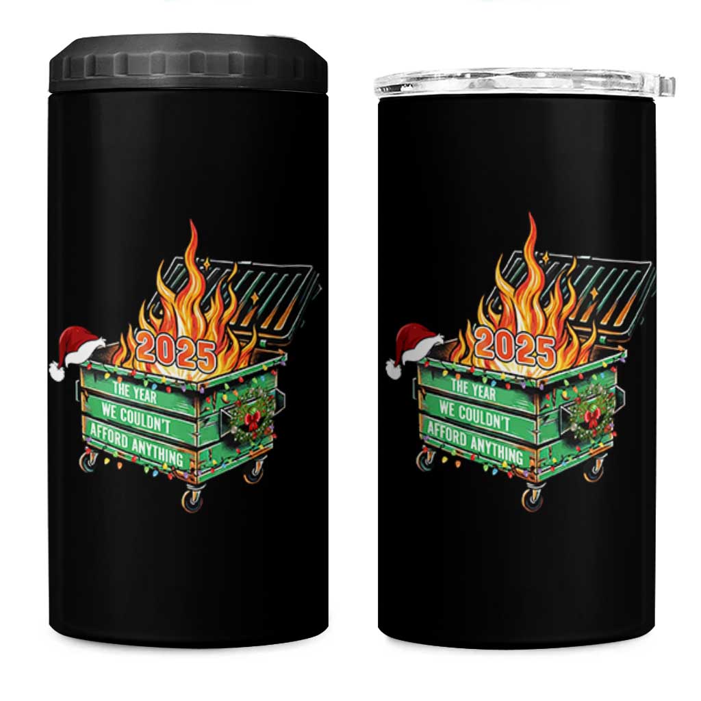 Funny Lil Dumpster Fire 2025 4 in 1 Can Cooler Tumbler The Year We Couldnt Afford Anything - Wonder Print Shop