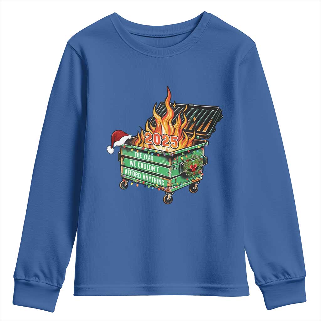 Funny Lil Dumpster Fire 2025 Youth Sweatshirt The Year We Couldnt Afford Anything - Wonder Print Shop