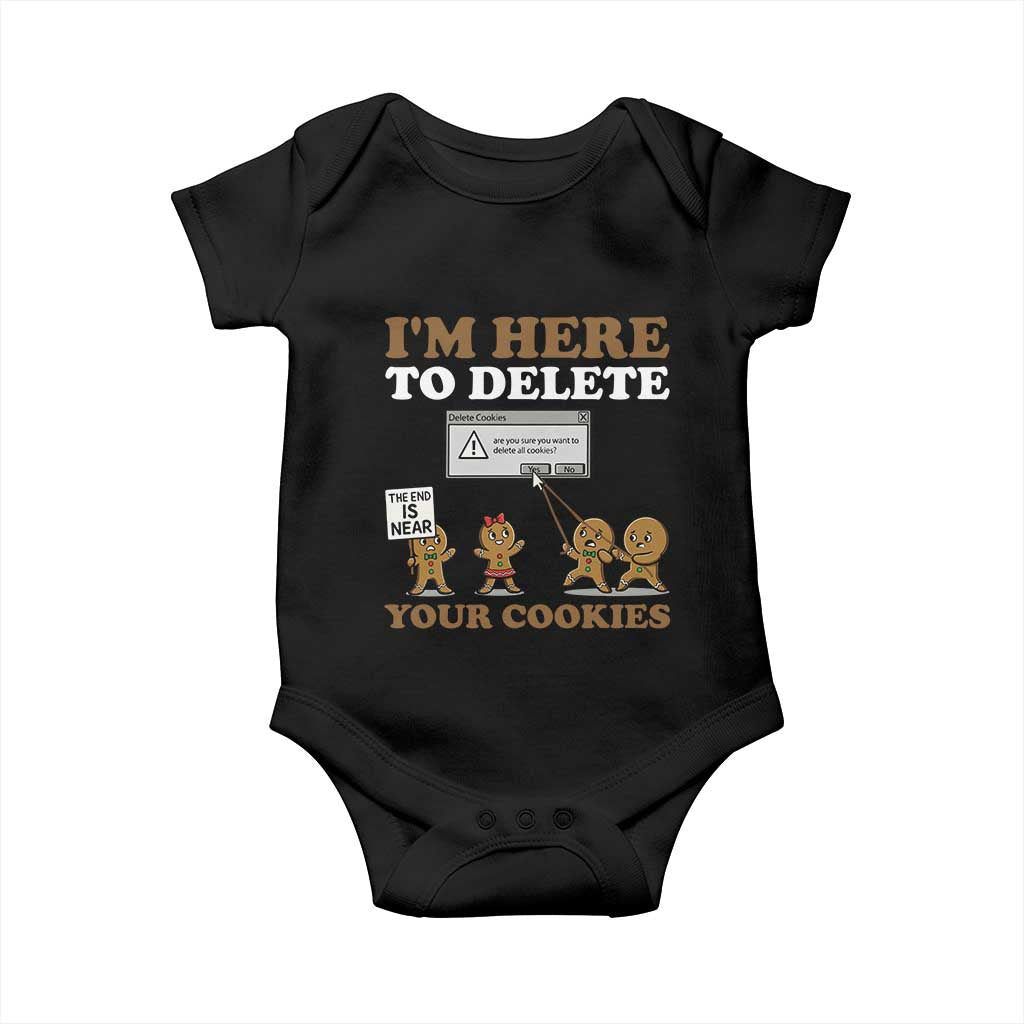 Funny Christmas I Am Here To Delete Your Cookie Baby Onesie Xmas Gingerbread Lover - Wonder Print Shop