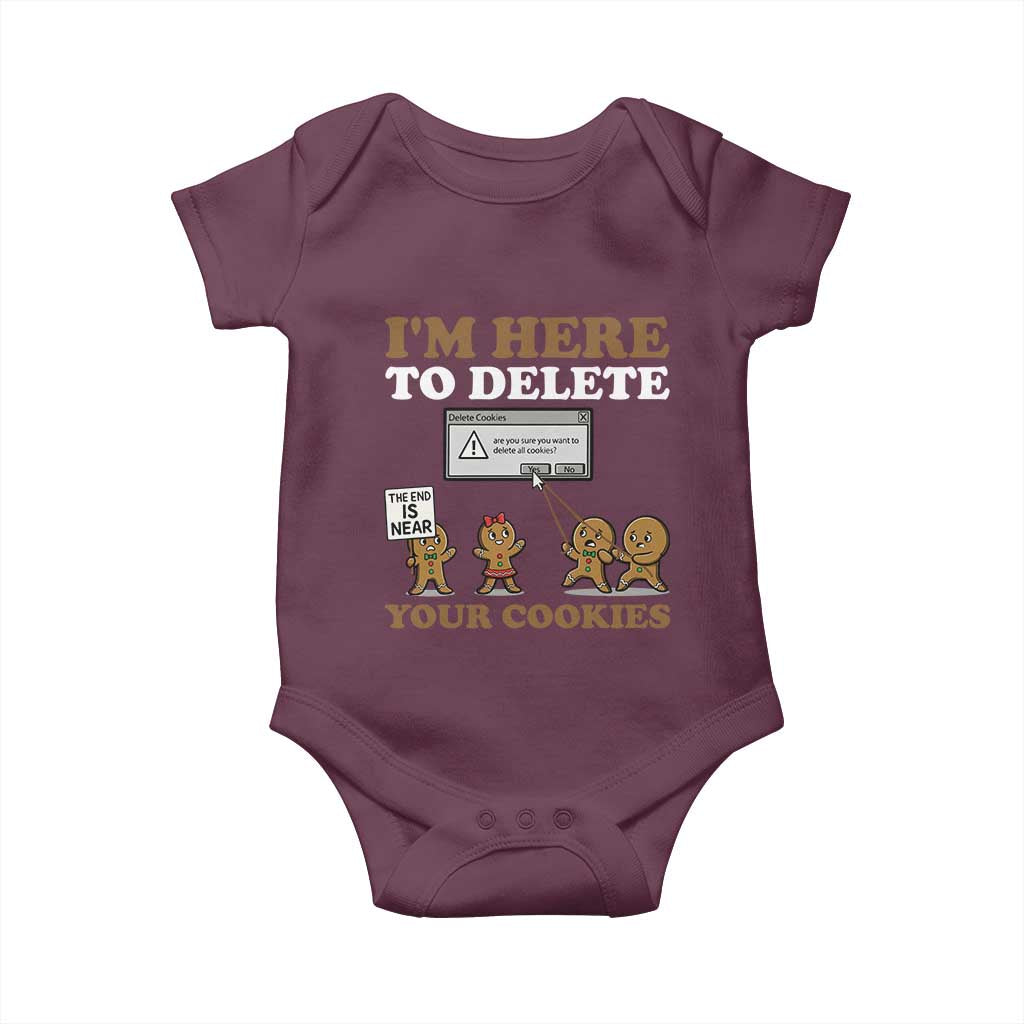 Funny Christmas I Am Here To Delete Your Cookie Baby Onesie Xmas Gingerbread Lover - Wonder Print Shop